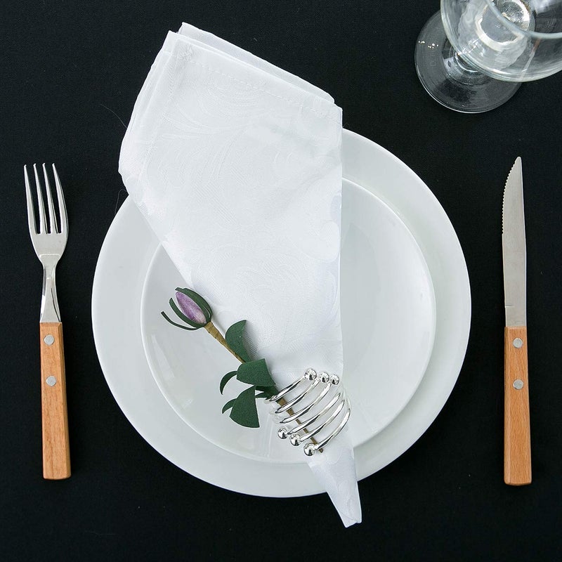 EHouseHome Damask Jacquard Cloth Napkins Waterproof Spillproof Polyester Fabric Napkins White, Set of 12, 17 x 17 Inch - Image 4